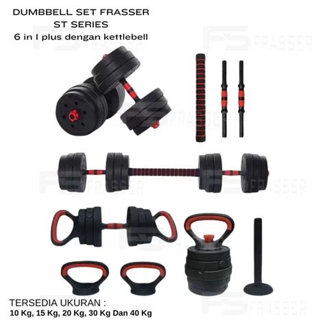 Jual Frasser Dumbbell Set Peralatan Fitness 30 Kg Bisa Disambung Tiang