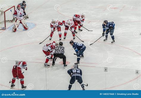 Ice Hockey Game Players And Referee Editorial Stock Photo Image Of