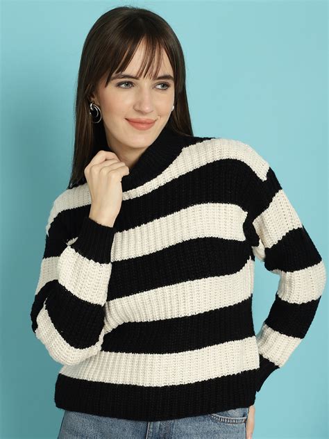 Black And White Stripe Sweater Nobarr