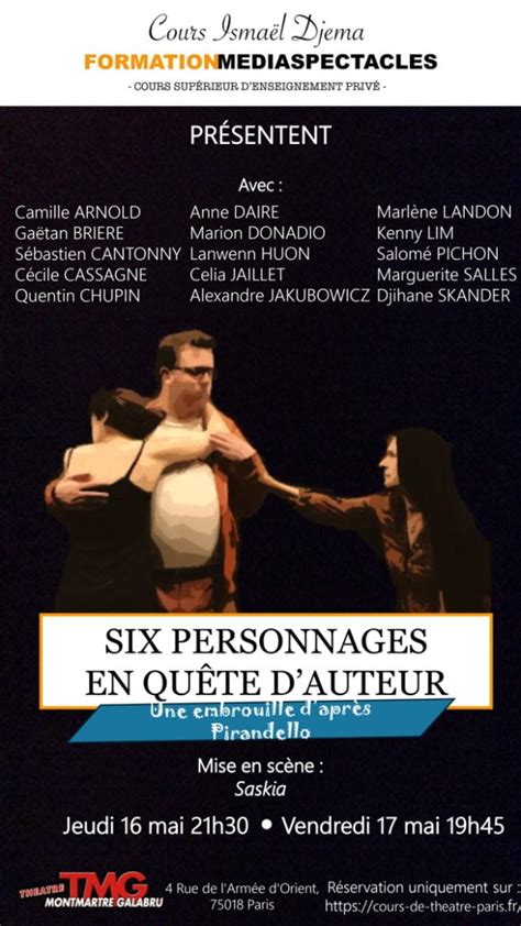 Six Personnages En Qu Te Dauteur Cours De Th Tre Paris Et Le De