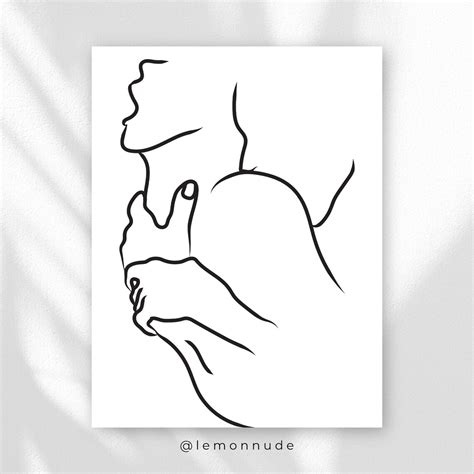 Shoulder Kiss Intimacy Sex Erotic Line Art Minimalism Etsy