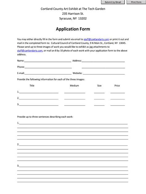 Fillable Online Cortlandartsandwine Application Form Cortland Arts