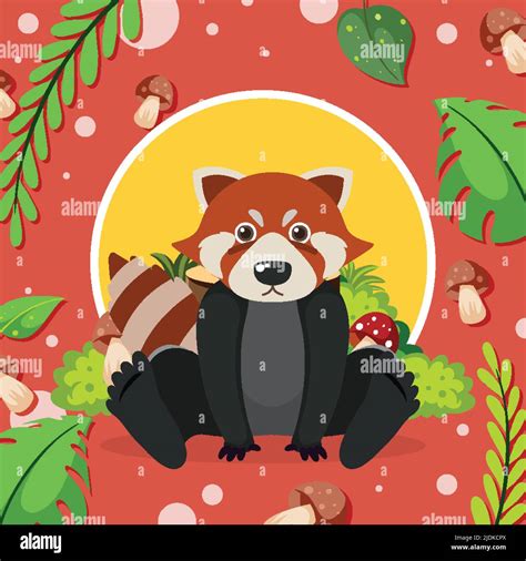 Cute Red Panda In Flat Cartoon Style Illustration Stock Vector Image