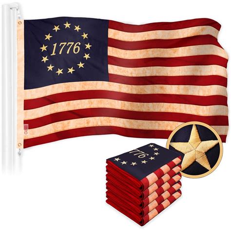 G128 5 Pack Betsy Ross 1776 Tea Stained Flag 3x5 Ft ToughWeave Pro