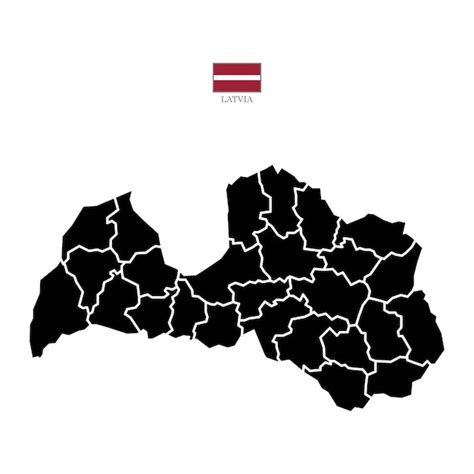 Mapa Vectorial De Contorno De Letonia Con Bandera Estatal En Blanco Y