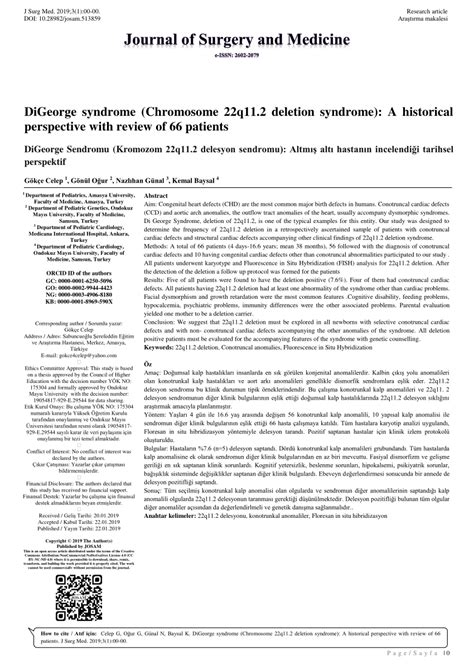 Pdf Digeorge Syndrome Chromosome 22q112 Deletion Syndrome A