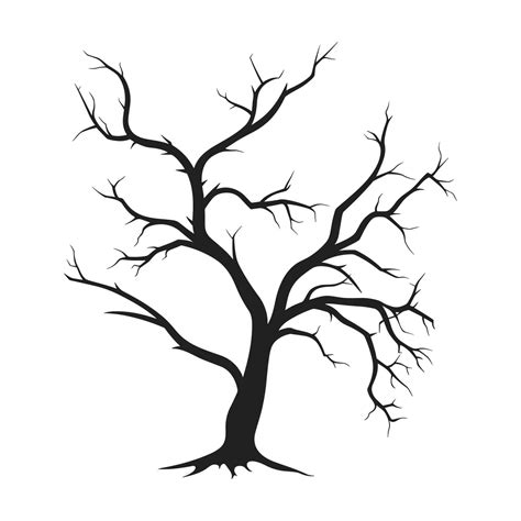 Haunted Tree Sketch Vector Silhouette Isolated On A White Background Dead Scary Tree Silhouette