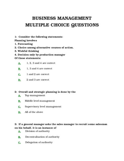 Doc Business Management Multiple Choice Questions