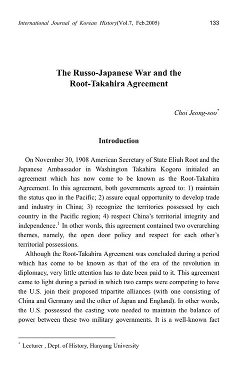 The Russo Japanese War And The Root Takahira Agreement DocsLib