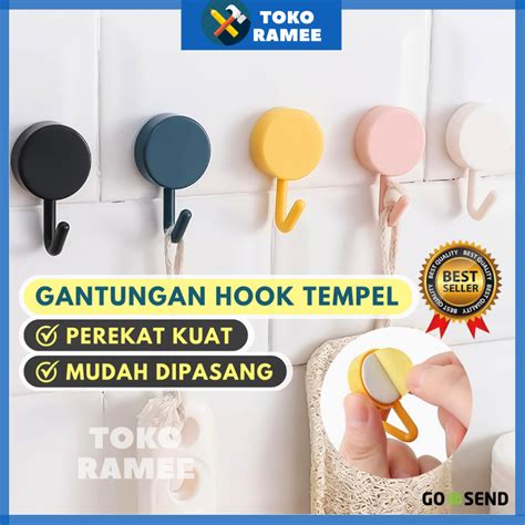 Jual Gantungan Cantolan Holder Hook Tempel Dinding Bulat Polos