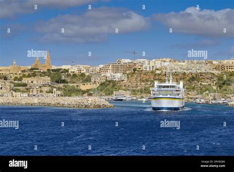 Gozo Malta 5 August 2023 Ferry Leaving Mgarr Harbour Taking