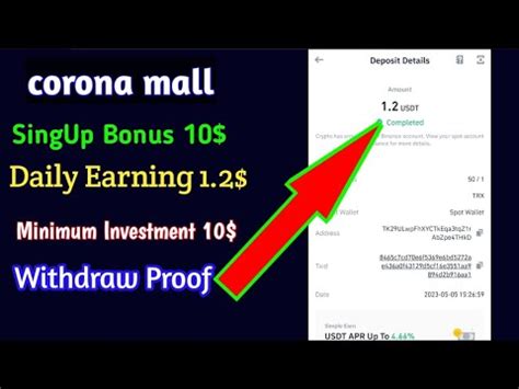 New Usdt Investment Site Corona Mall Usdt Site Singup Bonus 10 With