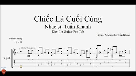 Chiếc Lá Cuối Cùng Guitar Tutorial Tab Youtube