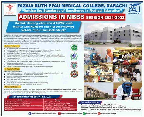 Fazaia Ruth Pfau Medical College Khi Mbbs Admissions Result Pk