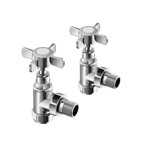 Chrome Angled Traditional Manual Radiator Valves Pair