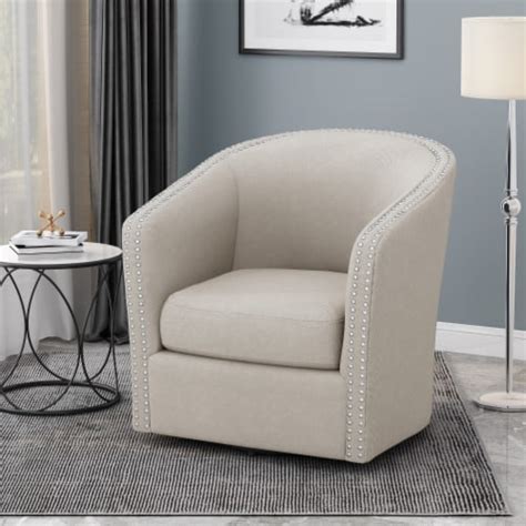 Simplie Fun Contemporary Upholstered Swivel Club Chair With Nailhead