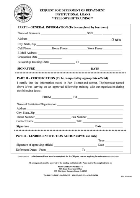 Request For Deferment Of Repayment Institutional Loans Printable Pdf