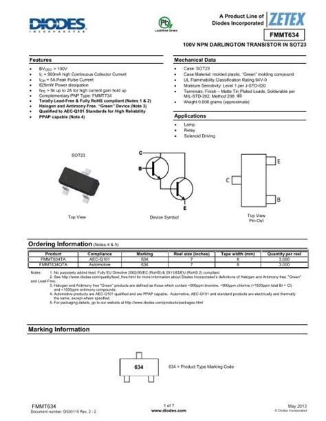 Fmmt Sot Npn Silicon Power Darlington Transistor Datasheet