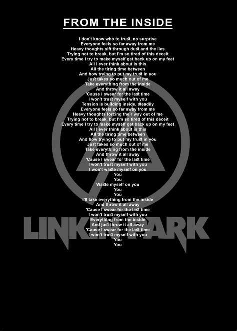 Lyric Linkin Park Poster Picture Metal Print Paint By Rijis Art