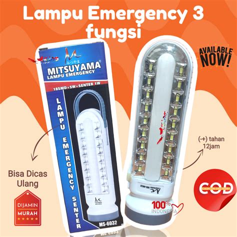 Jual Lampu Emergency 18 LED Mitsuyama Cas Ulang Senter 5Watt