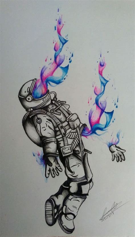 A Drawing Of A Man With Fire Coming Out Of His Back