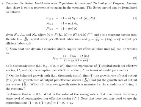 Solved Consider The Solow Model With Both Population Chegg