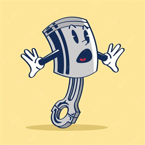 Premium Vector Piston Character Cartoon Shocked With Cute Face Vector