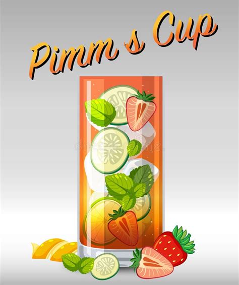 Pimms Cup Cocktail In The Glass Stock Vector Illustration Of Beverage