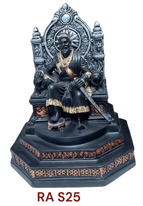 Black Base 12 Inch Fiber Chhatrapati Shivaji Maharaj Statue For