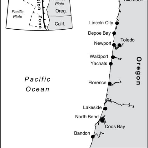 Map Of The Cascadia Subduction Zone And Oregon Coastal Communities