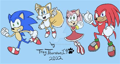 Sonic, Tails, Amy Rose, and Knuckles digital art by Treythornton19 on ...