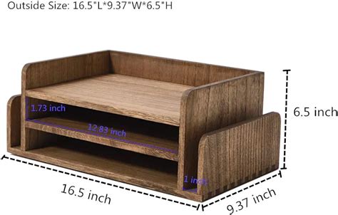 Kirigen Wood Desk Organizer 5 Trays Desktop Document Letter Tray For