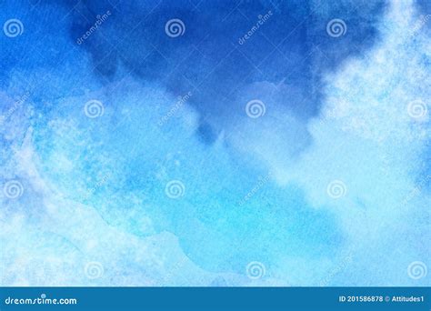 Blue Watercolor Background Texture Abstract Cloudy White And Blue