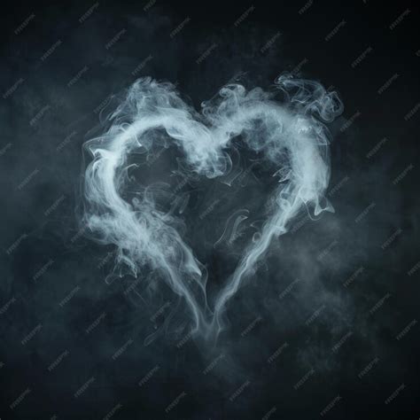 Corazón De Humo Realista En Fondo Oscuro Símbolo De Amor De Vapor Nube