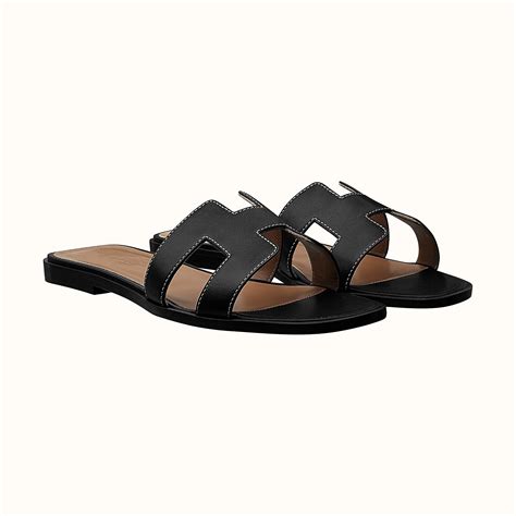 Hermes Black Oran Sandal Tc