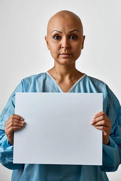 A Woman With A Bald Head Holding A Sign Premium AI Generated Image