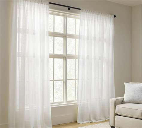 Emery Linen Sheer Curtain | Pottery Barn