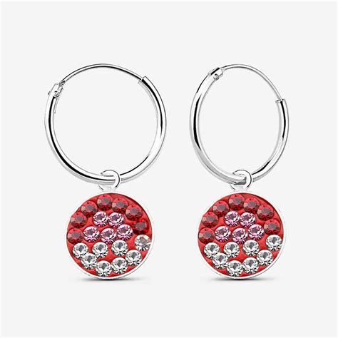 Round Crystal Charm Hoop Earring Wholesale925silver