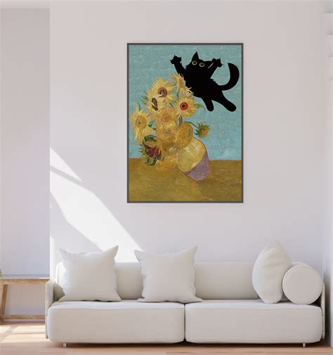 Cat Print Vincent Van Gogh Flowers Cat Print Van Gogh Cat Etsy