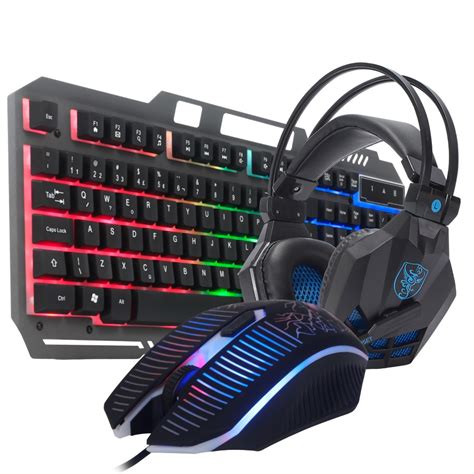 Kit Teclado e Mouse Gamer Headset Ps2 Semi Mecânico Multimídia Anti