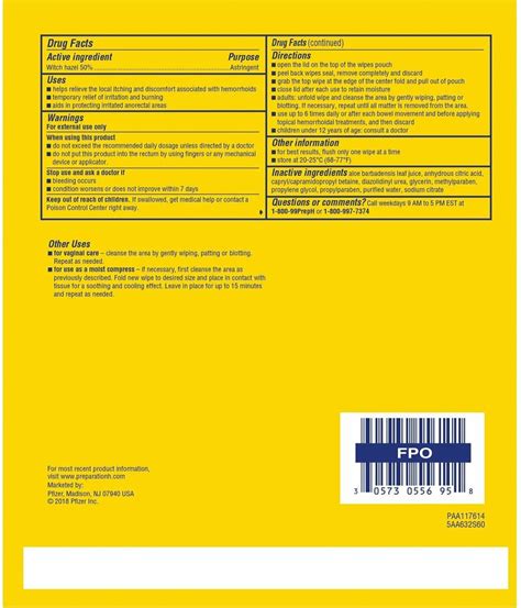 Preparation H Medicated Hemorrhoidal Wipes 180 Ct Maximum Strength