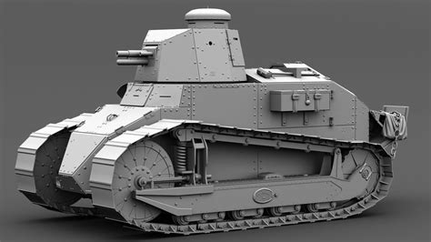 Renault Ft17 French Light Tank 3d Model Fbx Ma Mb