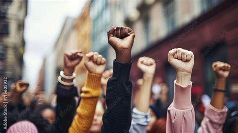 Protestors Fists Raised Up In The Air In A Powerful Display Of Dissent