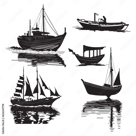 Boat vector, Ship vector black outline illustration on white background ...