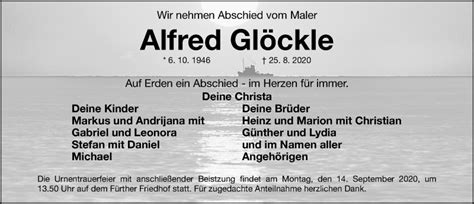 Traueranzeigen von Alfred Glöckle trauer nn de