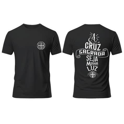 Camiseta Camisa Catolica Estampada A Cruz Sagrada Seja Minha Luz São