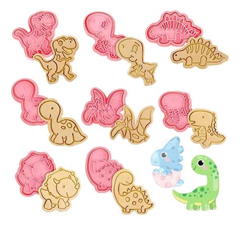 8 Pzs Cortadores De Galletas Dinosaurios Moldes Repostería Meses