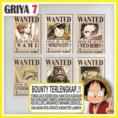 Jual Cod Poster Kayu Bounty One Piece Wanted Buronan Hiasan Dinding