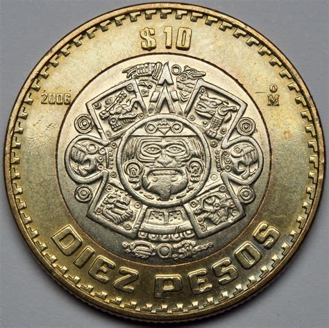 2006 Mo Mexico 10 Diez Pesos Bimetal Coin For Sale Buy Now Online