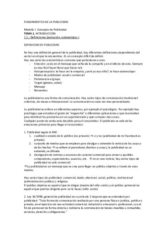 FUNDAMENTOS DE LA PUBLICIDAD APUNTES Pdf